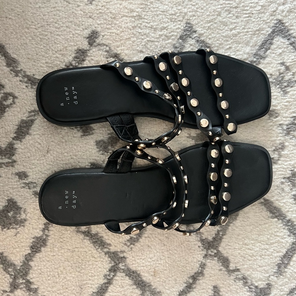 a new day Black Studded Sandals